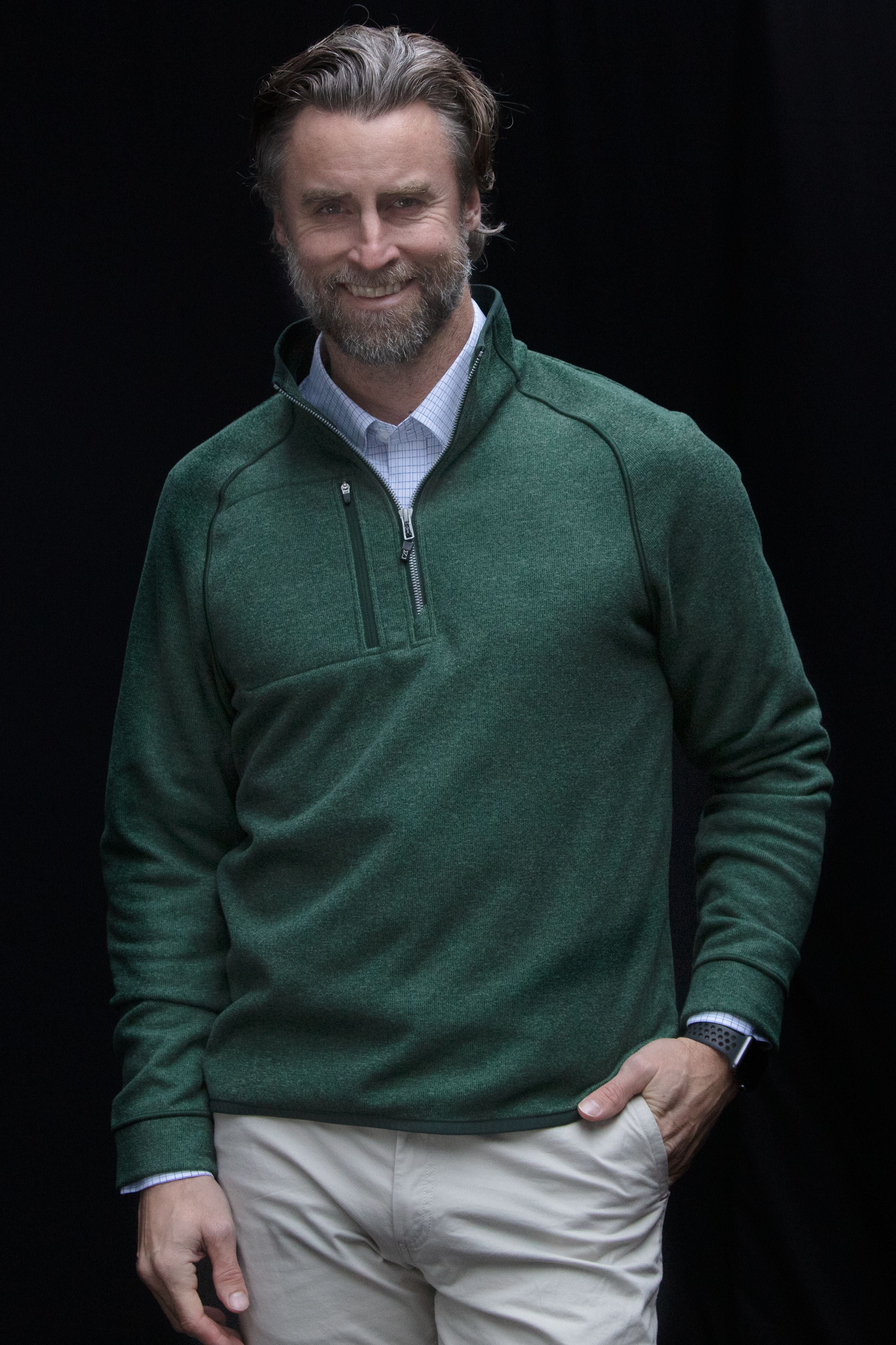 Cutter & Buck® Mainsail Sweater-Knit Mens Half Zip Pull Over Jacket