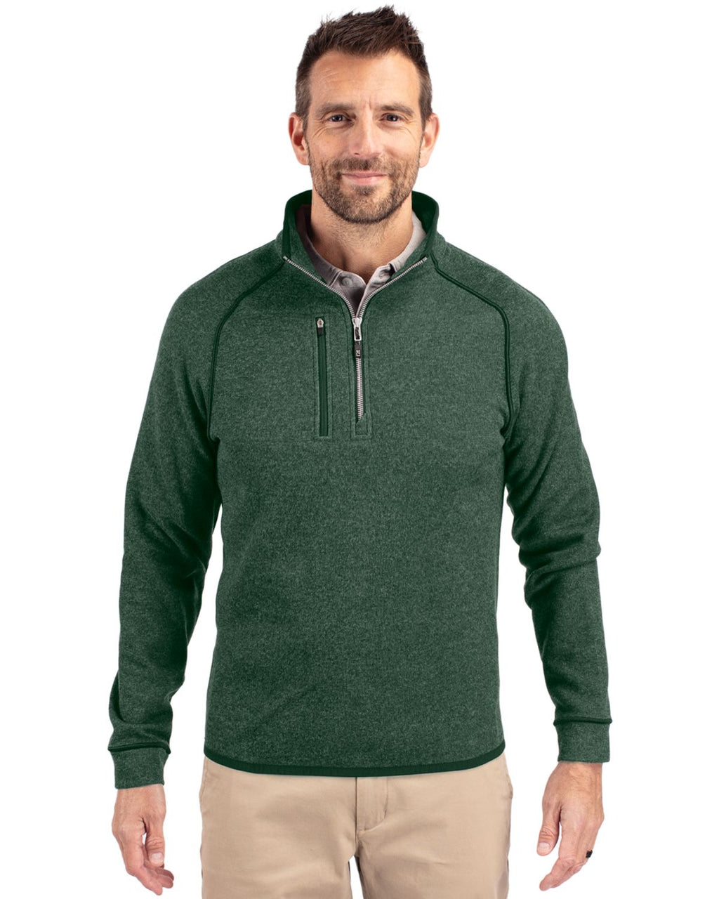 Cutter & Buck® Mainsail Sweater-Knit Mens Half Zip Pull Over Jacket