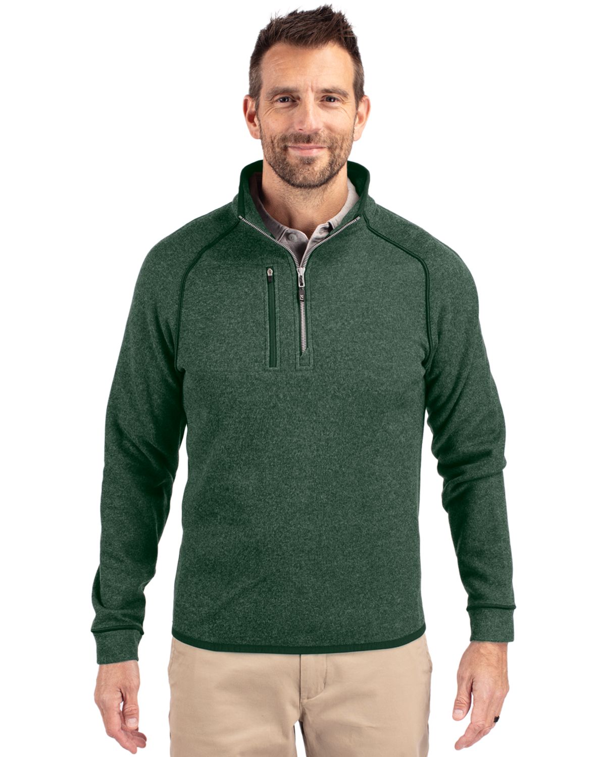 Cutter & Buck® Mainsail Sweater-Knit Mens Half Zip Pull Over Jacket