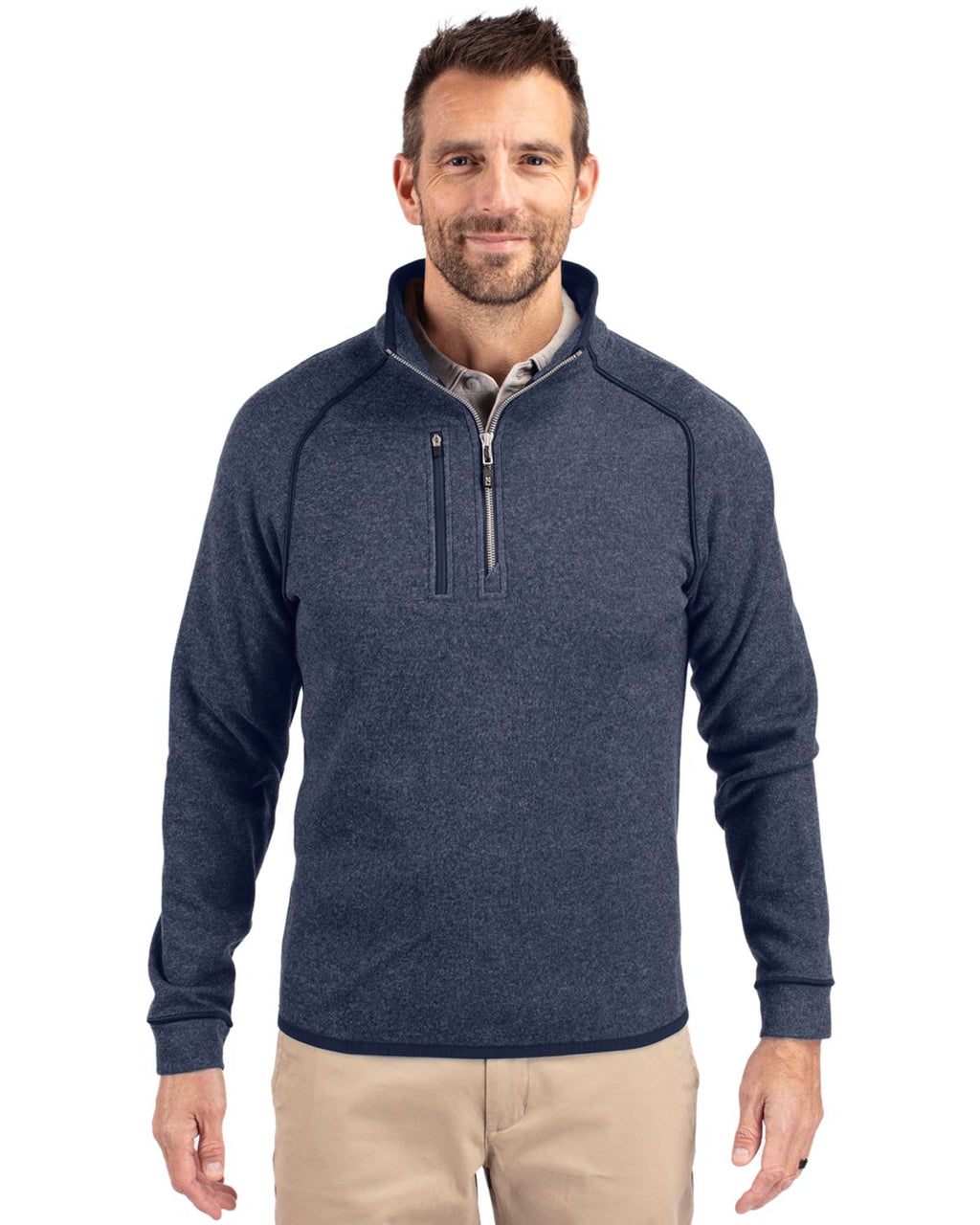 Cutter & Buck® Mainsail Sweater-Knit Mens Half Zip Pull Over Jacket