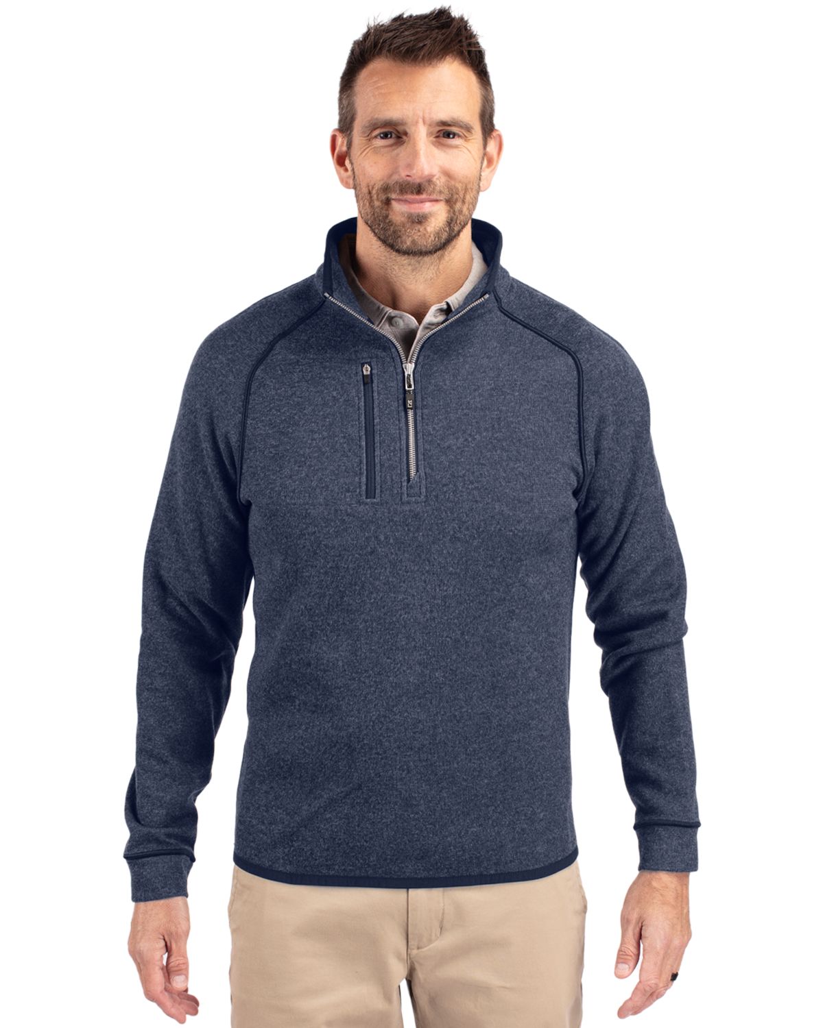 Cutter & Buck® Mainsail Sweater-Knit Mens Half Zip Pull Over Jacket
