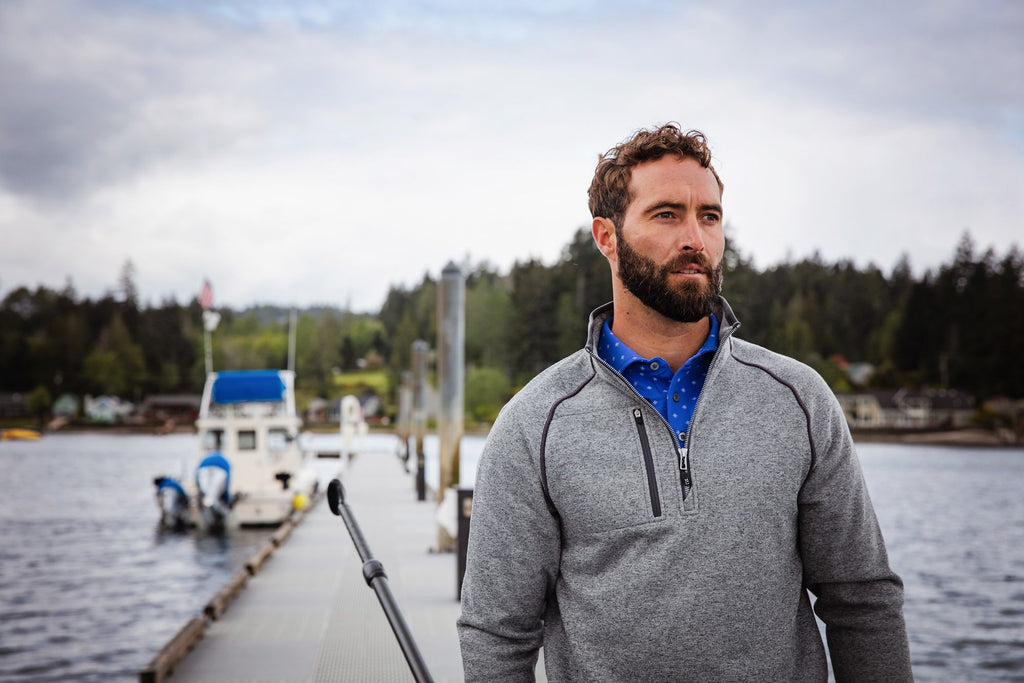 Cutter & Buck® Mainsail Sweater-Knit Mens Half Zip Pull Over Jacket