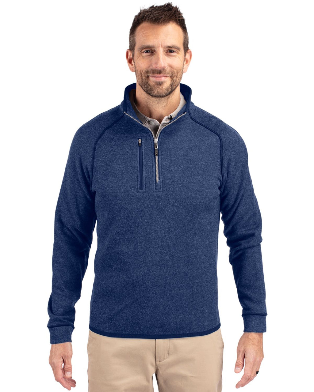 Cutter & Buck® Mainsail Sweater-Knit Mens Half Zip Pull Over Jacket