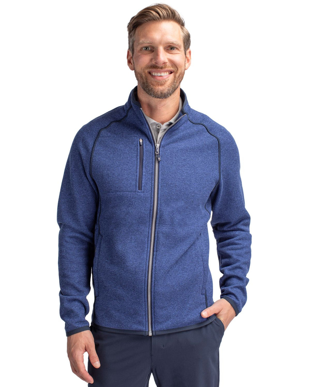 Cutter & Buck® Mainsail Sweater-Knit Mens Full Zip Jacket