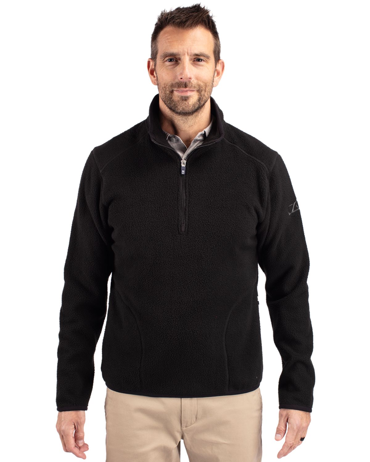 Cutter & Buck® Cascade Eco Sherpa Fleece Mens Big & Tall Quarter Zip Jacket