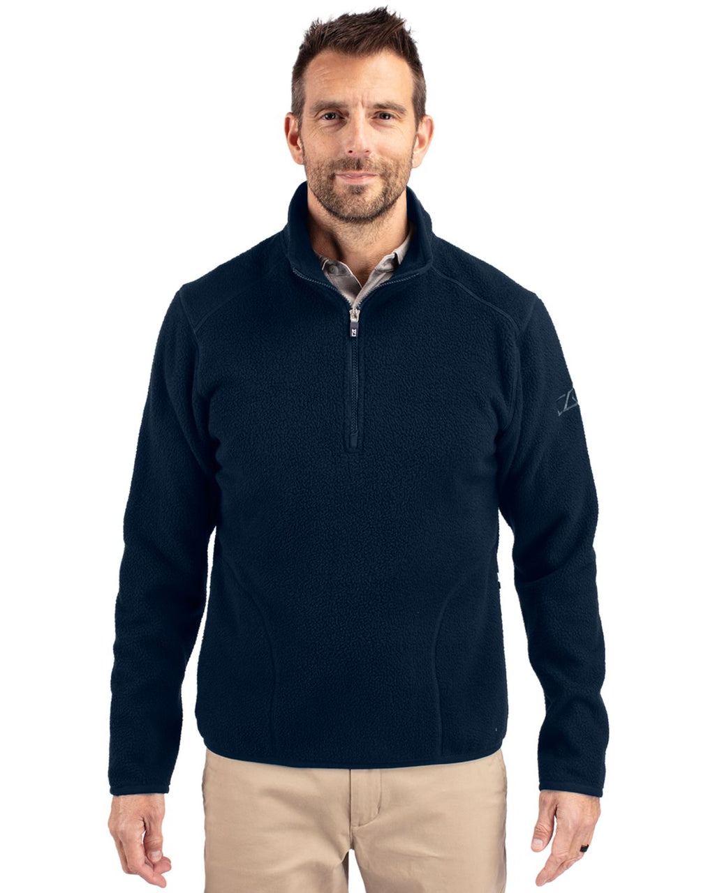 Cutter & Buck® Cascade Eco Sherpa Fleece Mens Big & Tall Quarter Zip Jacket
