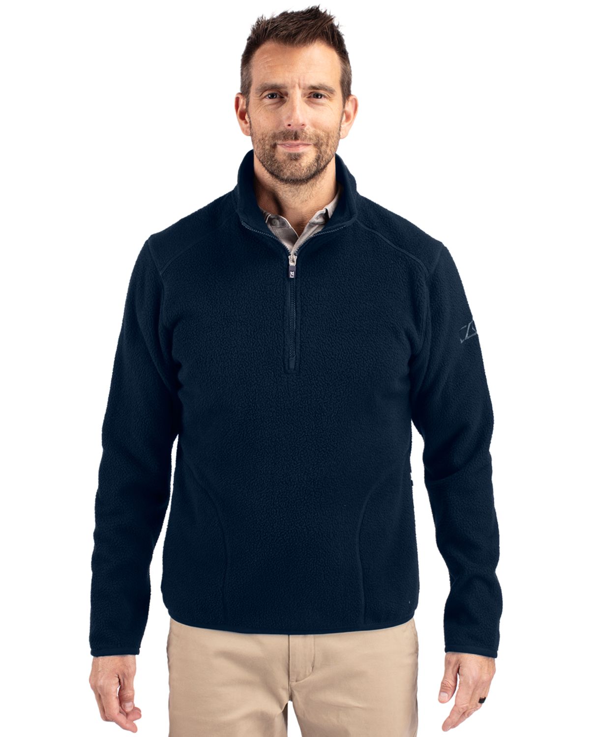 Cutter & Buck® Cascade Eco Sherpa Fleece Mens Big & Tall Quarter Zip Jacket