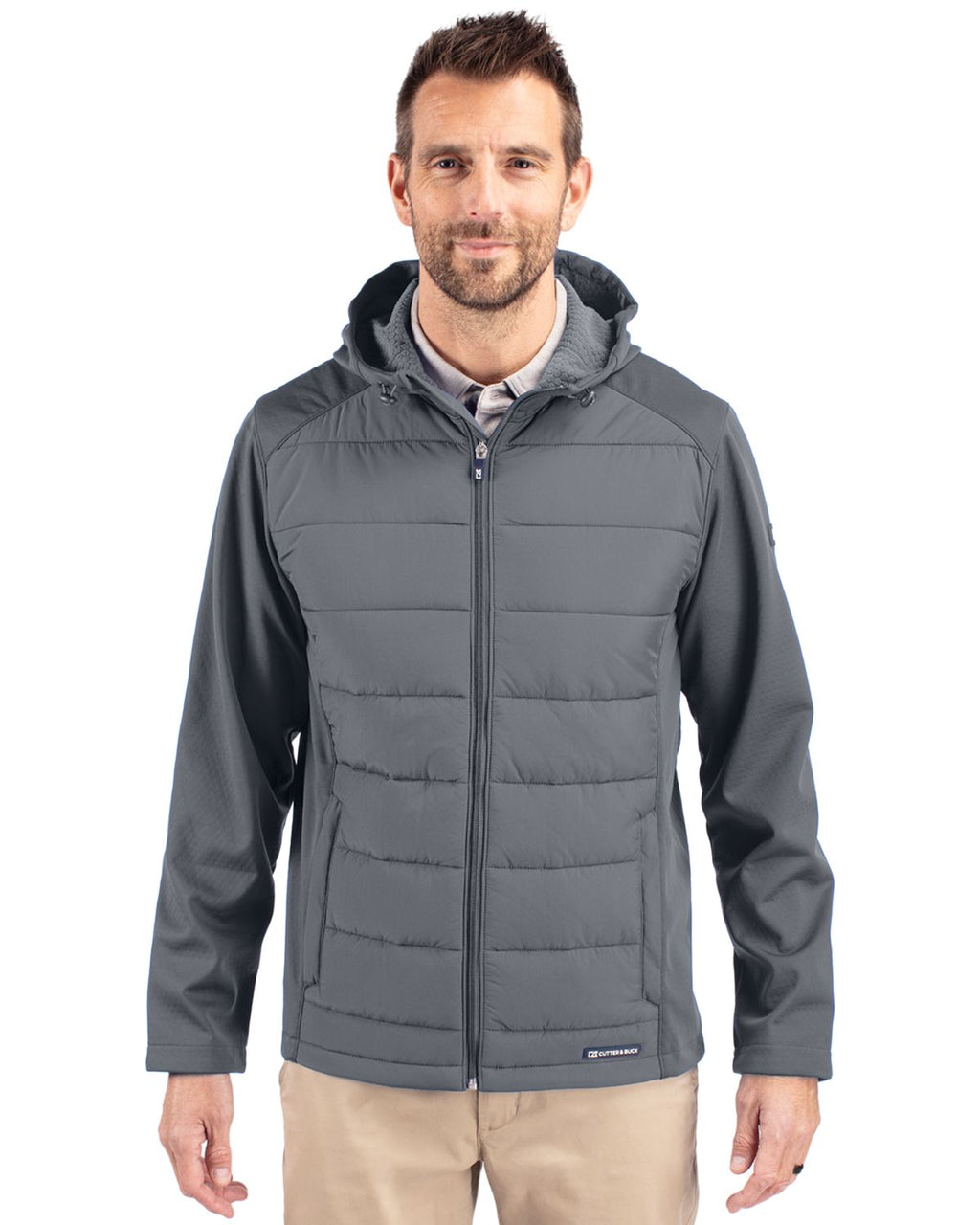 Cutter & Buck® Evoke Hybrid Eco Softshell Recycled Full Zip Mens Big & Tall Hooded Jacket