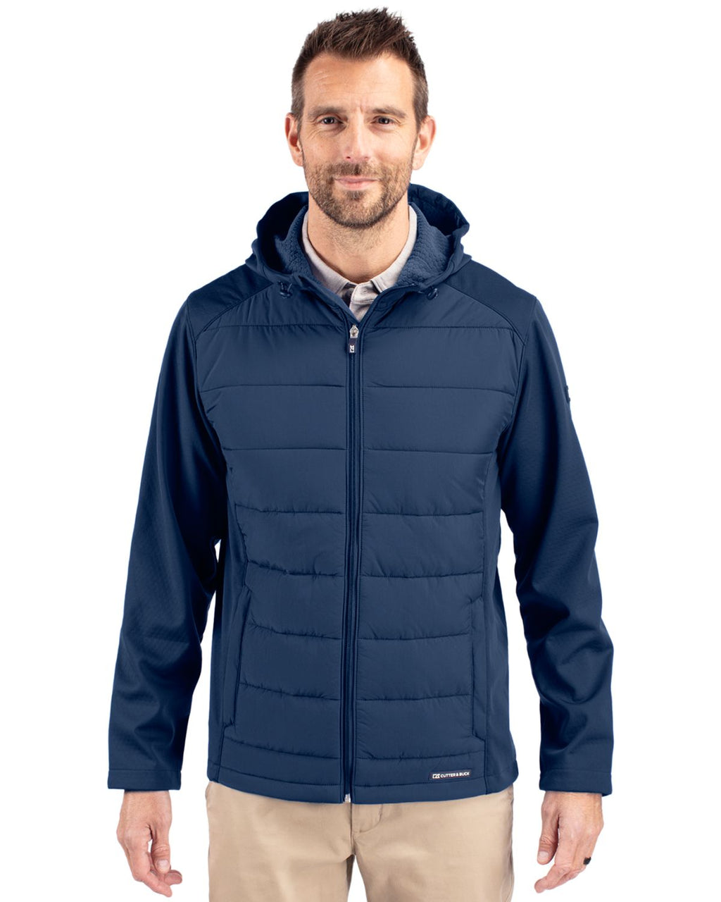 Cutter & Buck® Evoke Hybrid Eco Softshell Recycled Full Zip Mens Big & Tall Hooded Jacket
