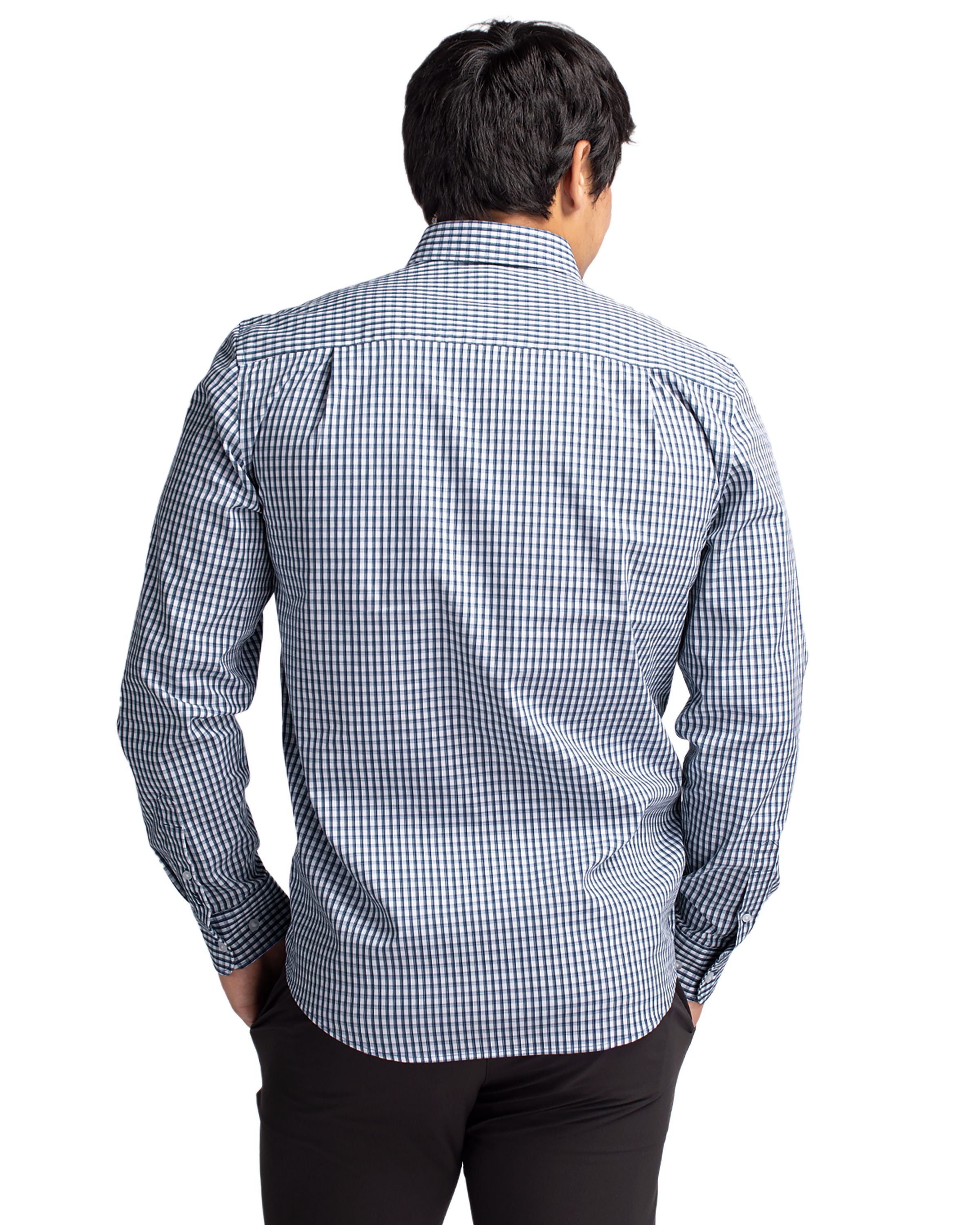 Cutter & Buck® Easy Care Stretch Gingham Mens Long Sleeve Dress Shirt