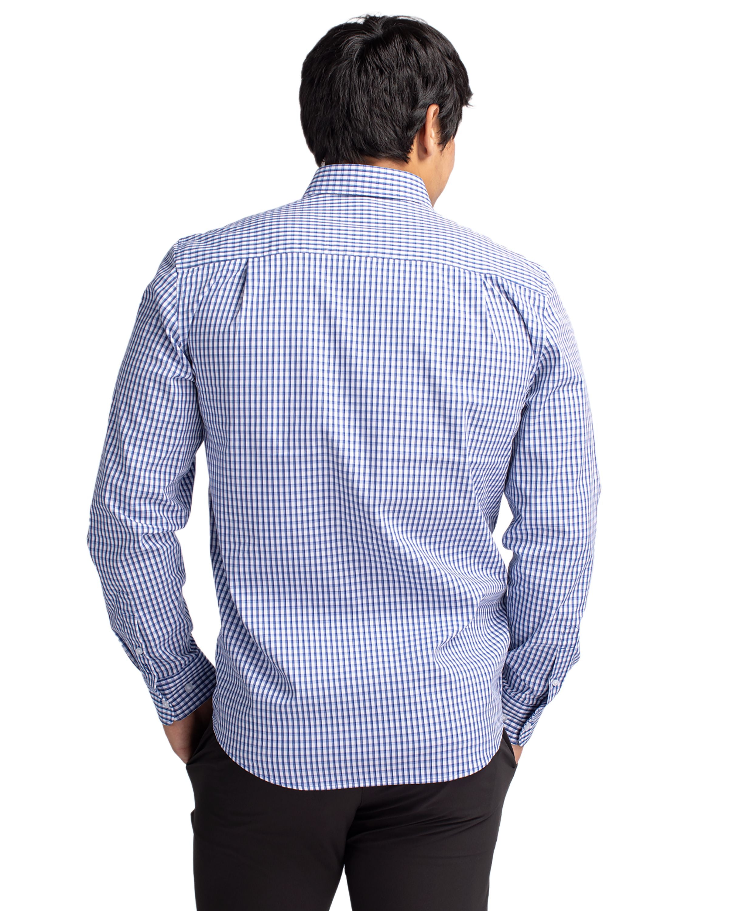 Cutter & Buck® Easy Care Stretch Gingham Mens Big and Tall Long Sleeve Dress Shirt