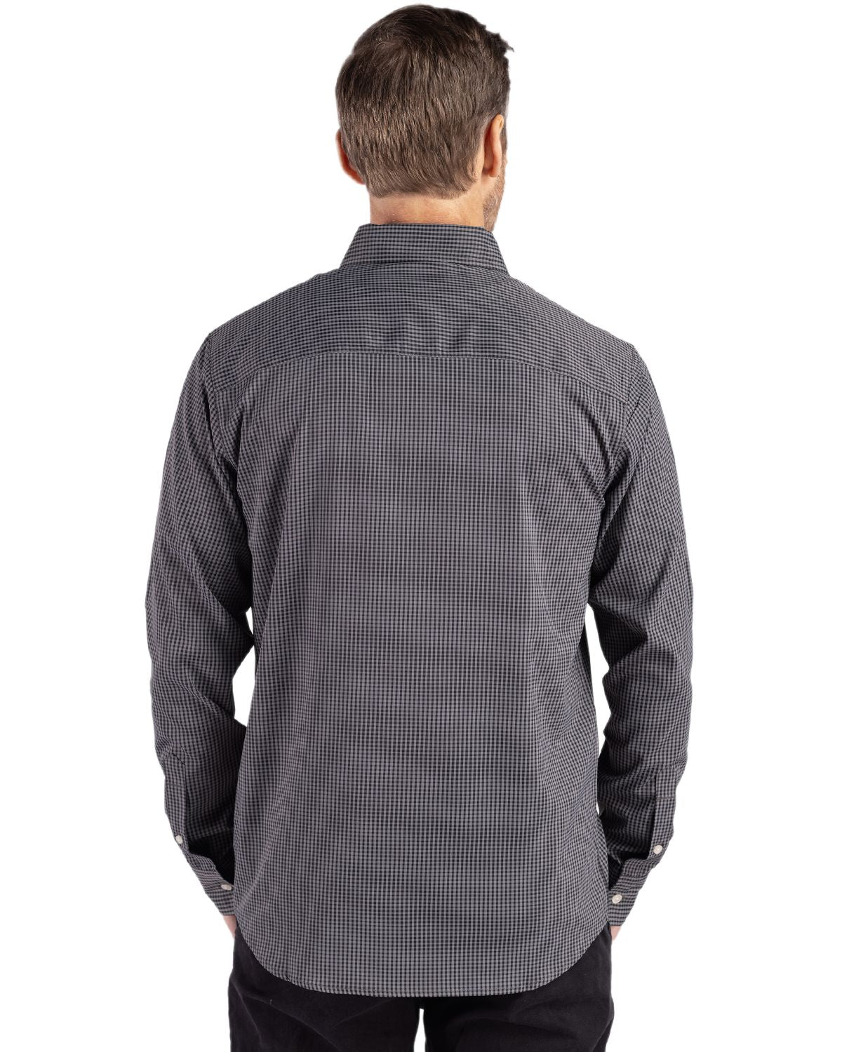 Cutter & Buck® Skyline Epic Confidence Recycled Gingham Mens Big & Tall Long Sleeve Dress Shirt