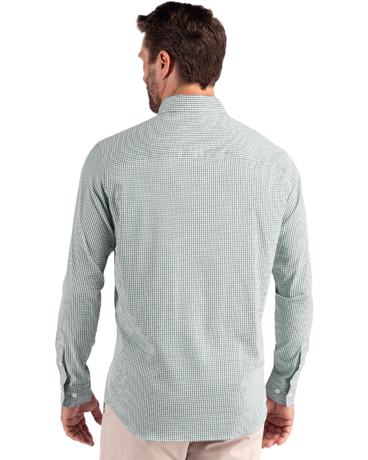 Cutter & Buck® Skyline Epic Confidence Recycled Gingham Mens Long Sleeve Dress Shirt