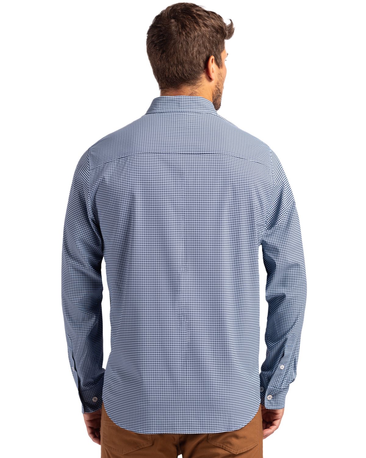 Cutter & Buck® Skyline Epic Confidence Recycled Gingham Mens Big & Tall Long Sleeve Dress Shirt