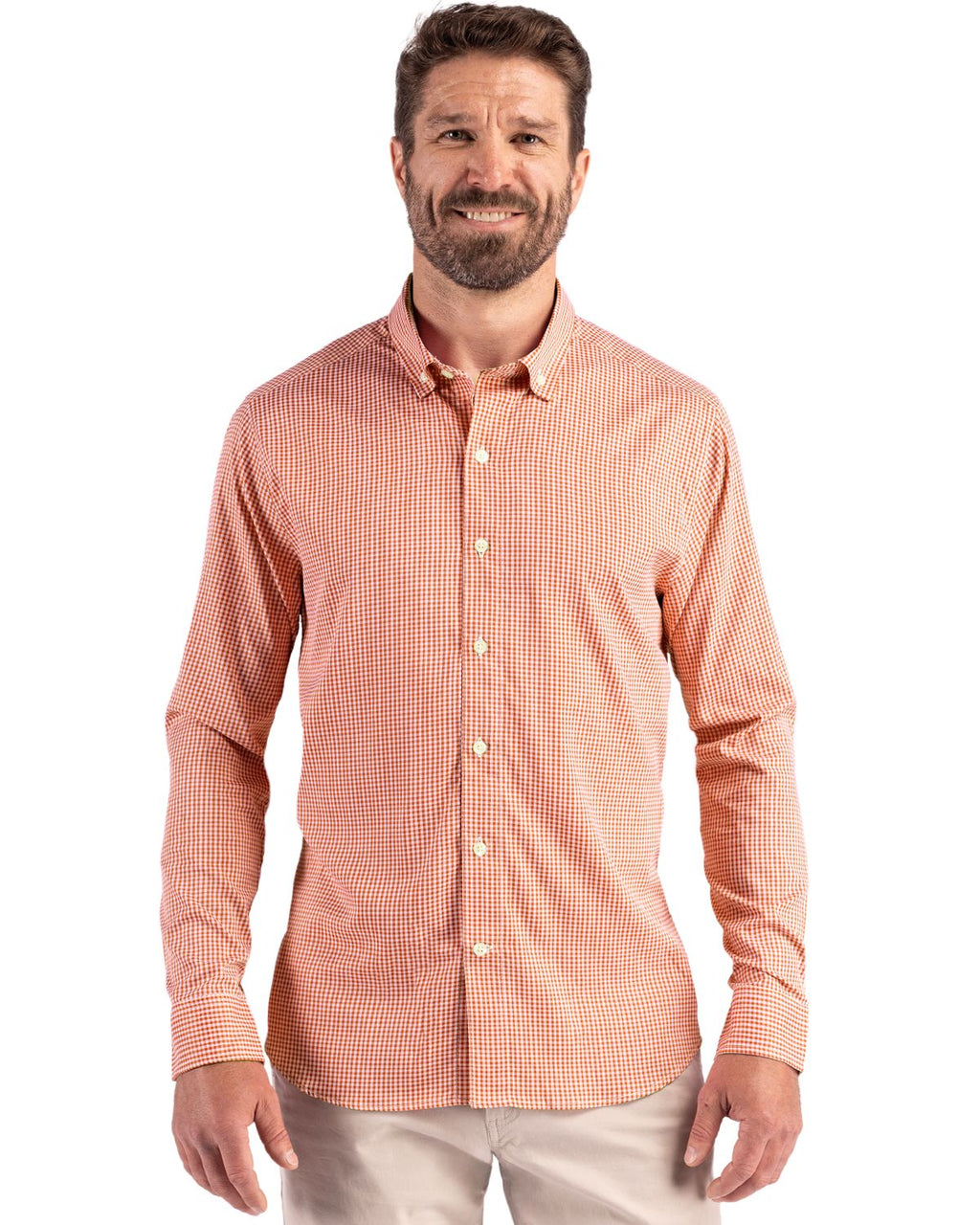 Cutter & Buck® Skyline Epic Confidence Recycled Gingham Mens Long Sleeve Dress Shirt