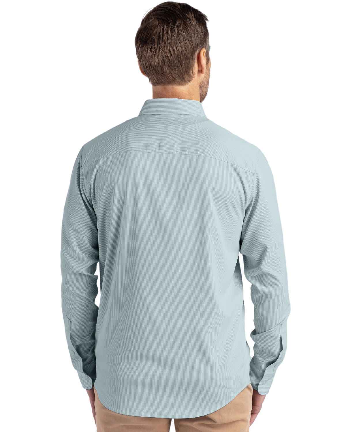 Cutter & Buck® Skyline Epic Confidence Recycled Pinstripe Mens Long Sleeve Dress Shirt