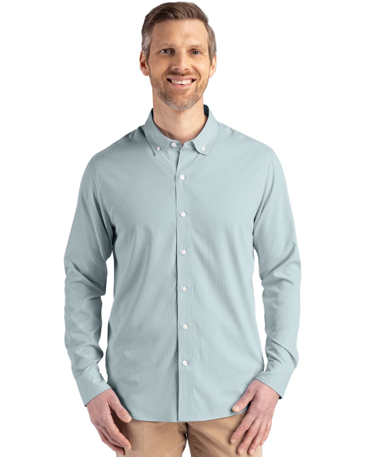 Cutter & Buck® Skyline Epic Confidence Recycled Pinstripe Mens Big & Tall Long Sleeve Dress Shirt