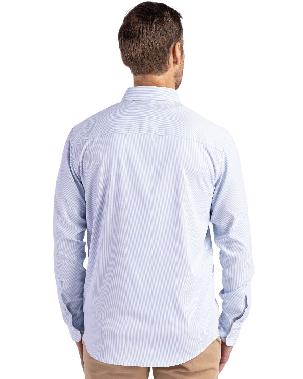 Cutter & Buck® Skyline Epic Confidence Recycled Pinstripe Mens Long Sleeve Dress Shirt