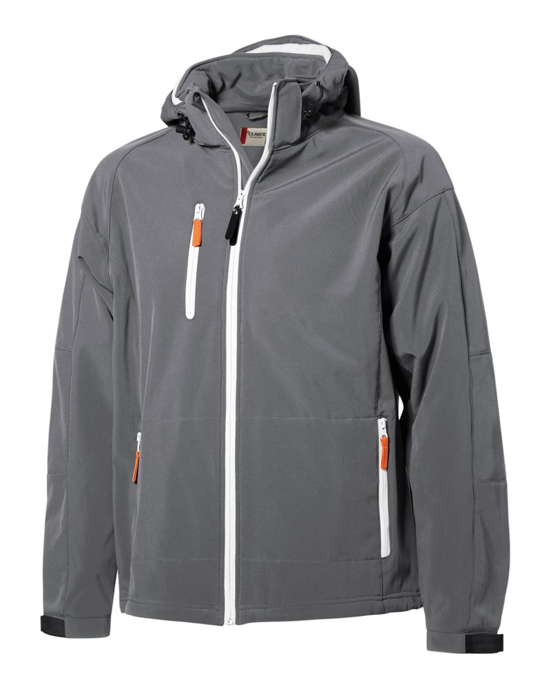 Clique® Serac Stretch Softshell Hooded Full Zip Mens Jacket
