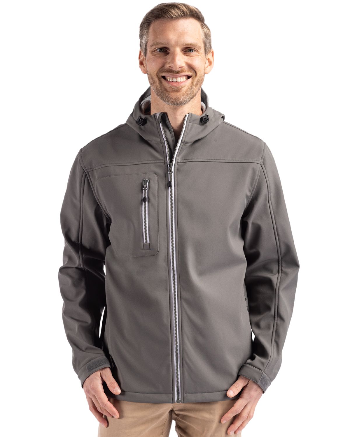 Clique® Telemark Eco Stretch Softshell Full Zip Mens Hooded Jacket