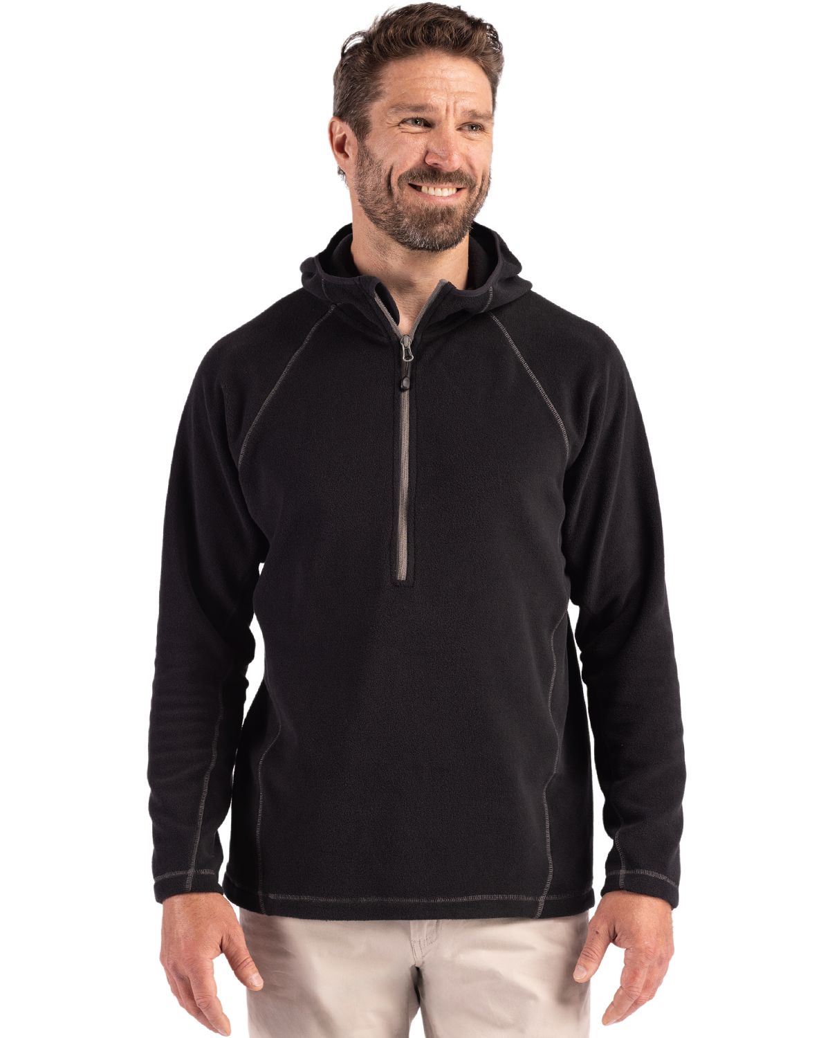 Clique® Powder Recycled Fleece Mens Half Zip Hooded Pull Over