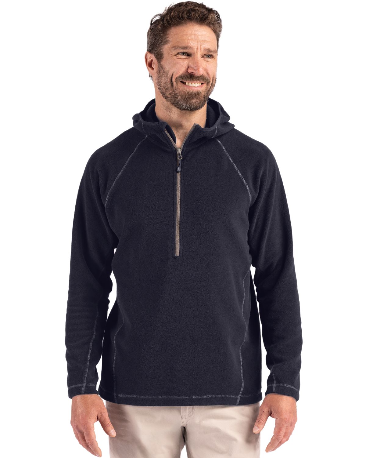Clique® Powder Recycled Fleece Mens Half Zip Hooded Pull Over