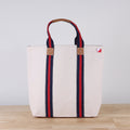 Society Canvas Leather Tote Bag - Navy Red