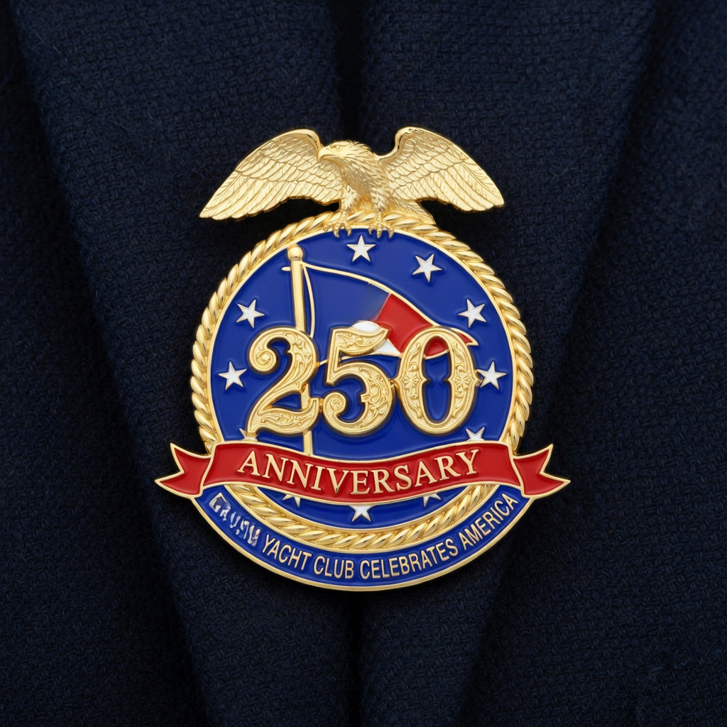 Custom America 250 Anniversary Eagle Lapel Pin with Custom Club Burgee