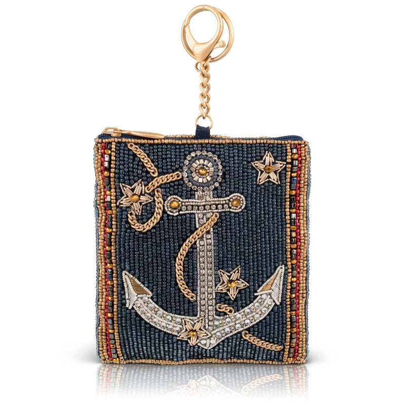 Stay Anchored Beaded Nautical Coin Purse