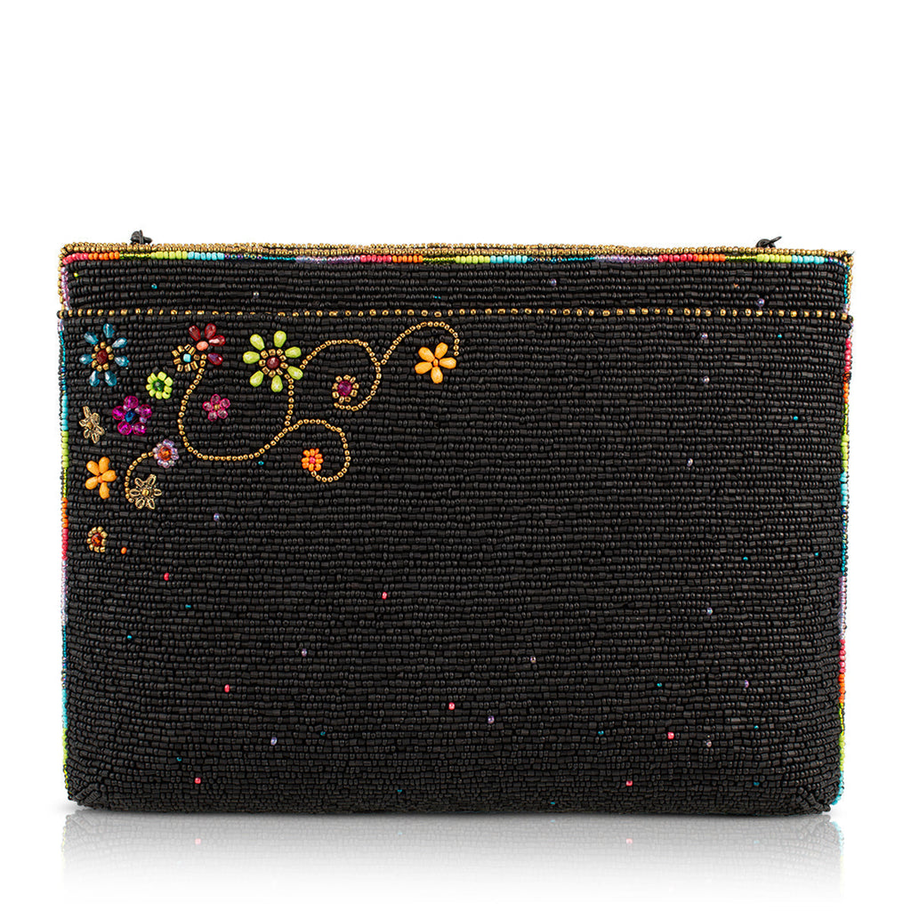 Color Chaos Beaded Rainbow Floral Crossbody Handbag