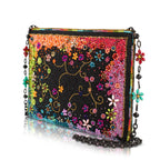 Color Chaos Beaded Rainbow Floral Crossbody Handbag