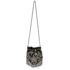 Star Treatment Black and Silver Fringe Crossbody Handbag