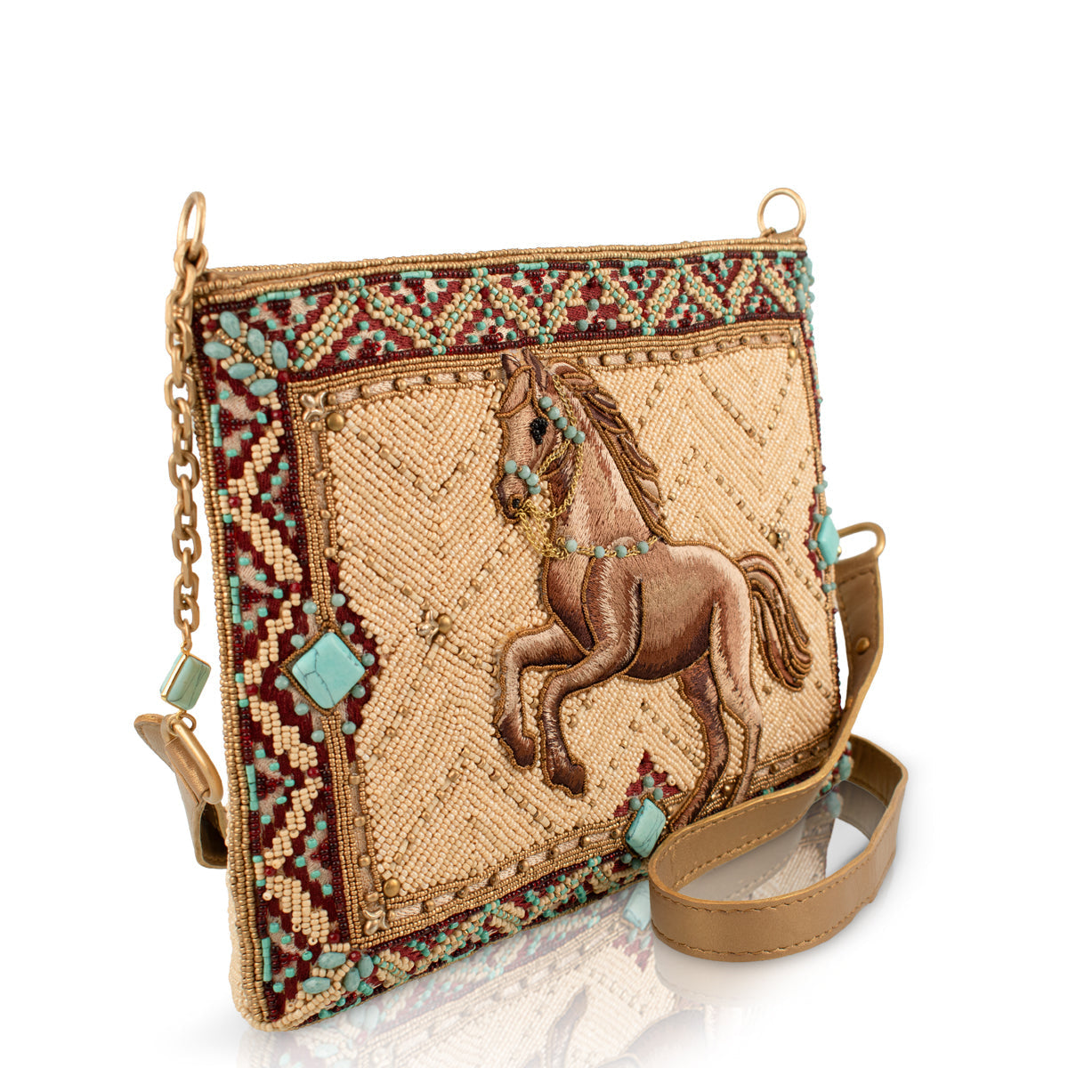 Free Rein Beaded & Embellished Wild Horse Crossbody Handbag
