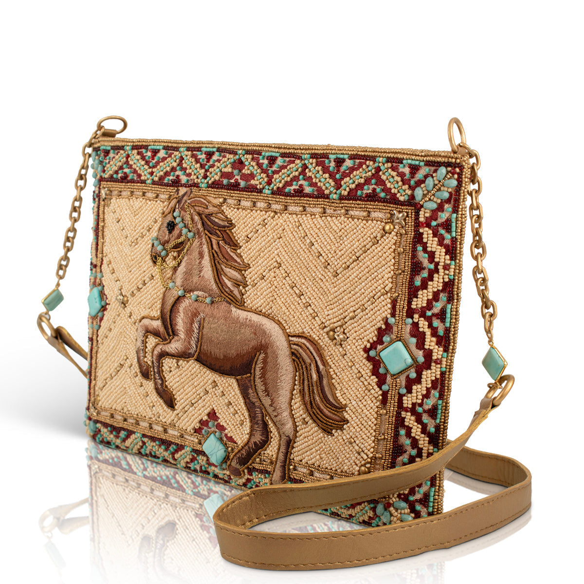 Free Rein Beaded & Embellished Wild Horse Crossbody Handbag