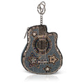 Stars & Strings Beaded Denim Blue Guitar Coin Purse