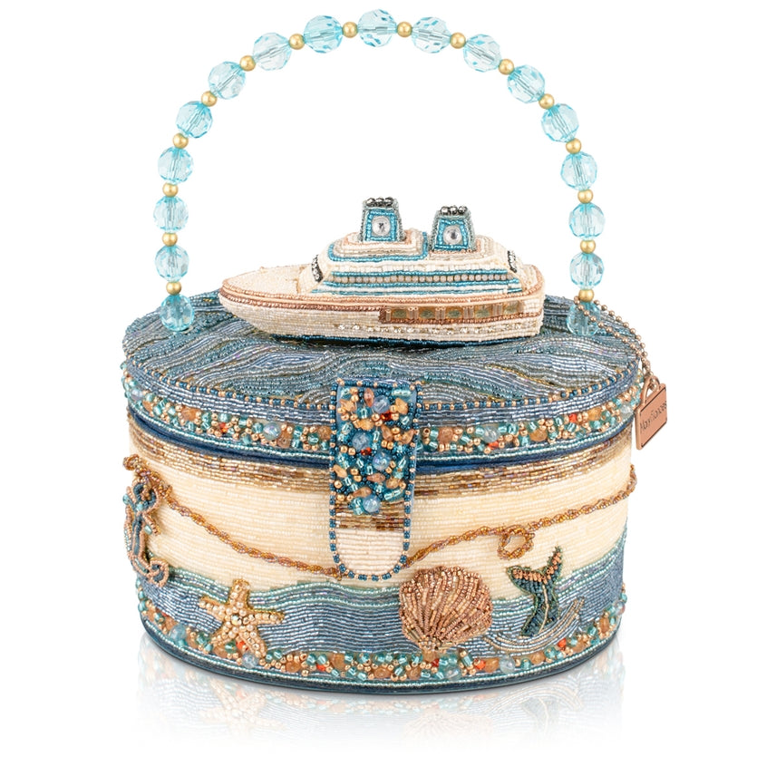 Shipshape Top Handle Beaded Nautical Vacation Handbag