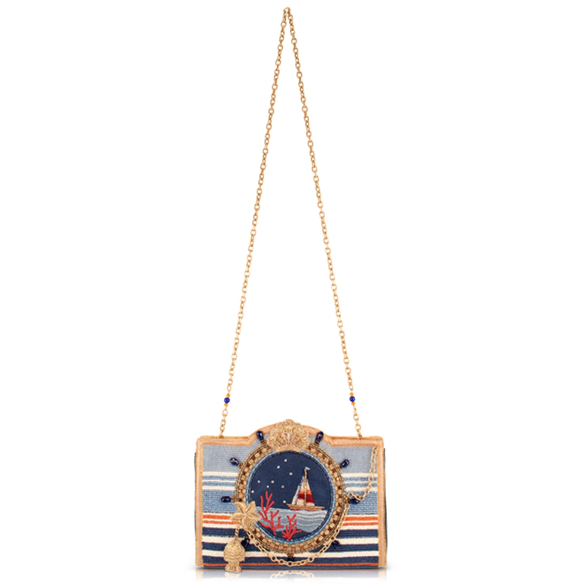 Mary Frances Set Sail Beaded Nautical Crossbody Handbag