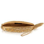 Fresh Catch Gold Beaded Fish Crossbody Handbag