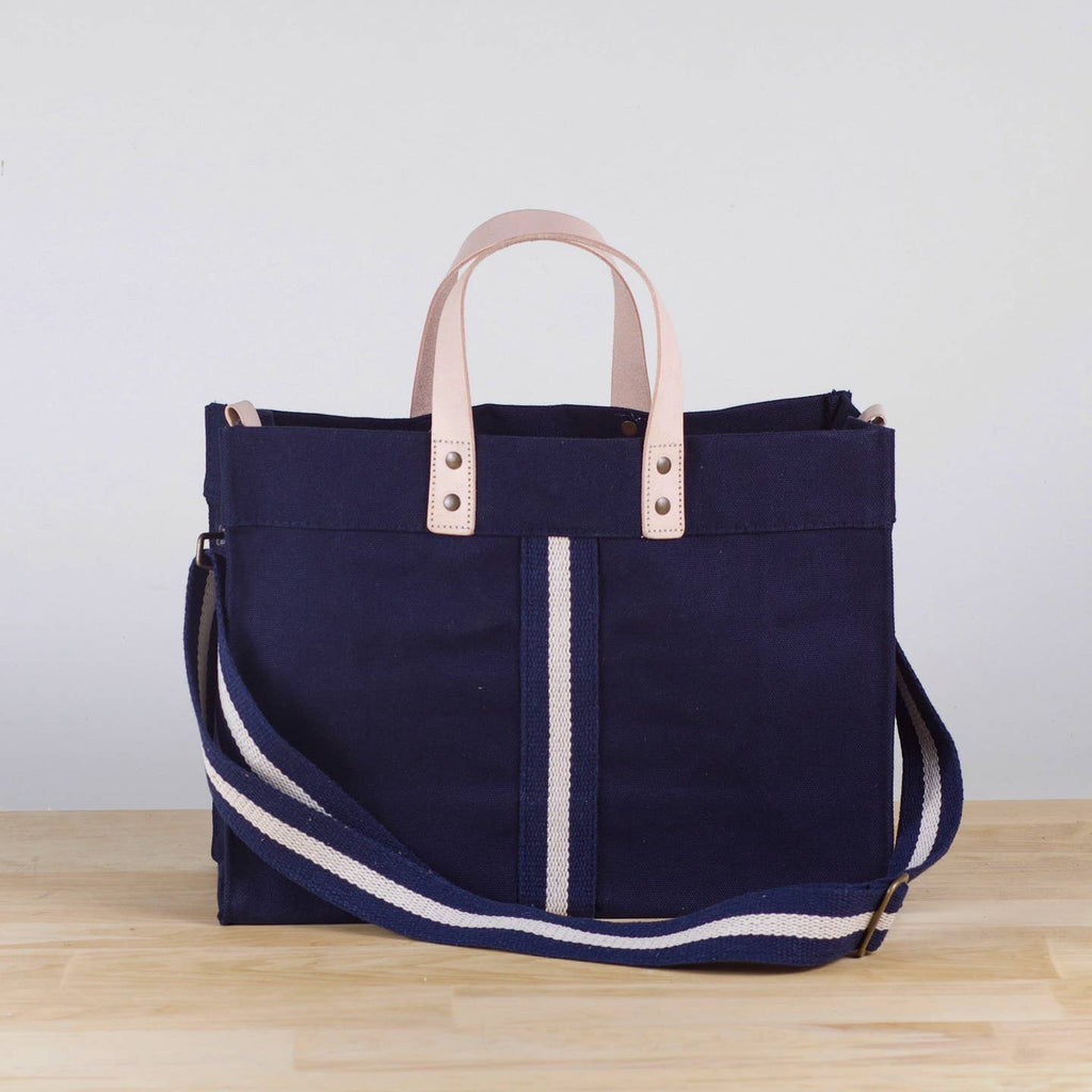 Mini Canvas Striped Box Tote Bag