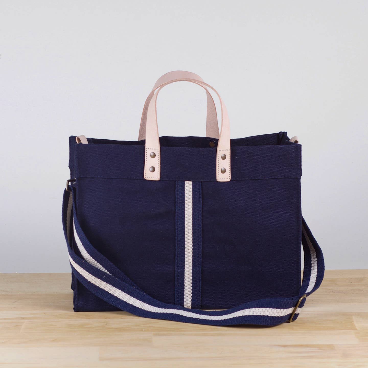 Mini Canvas Striped Box Tote Bag