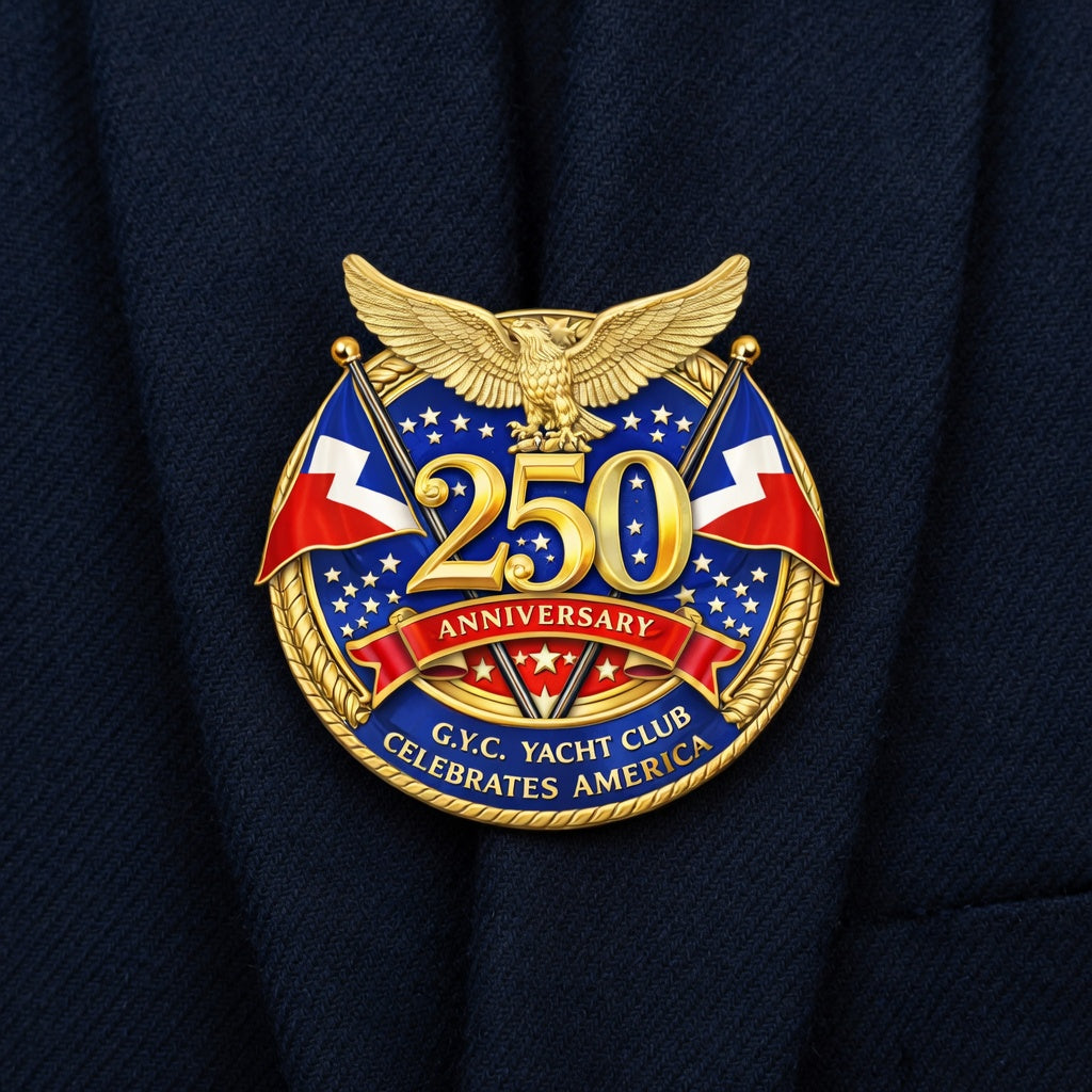 America 250 Commemorative Eagle Lapel Pin with Dual Club Burgees