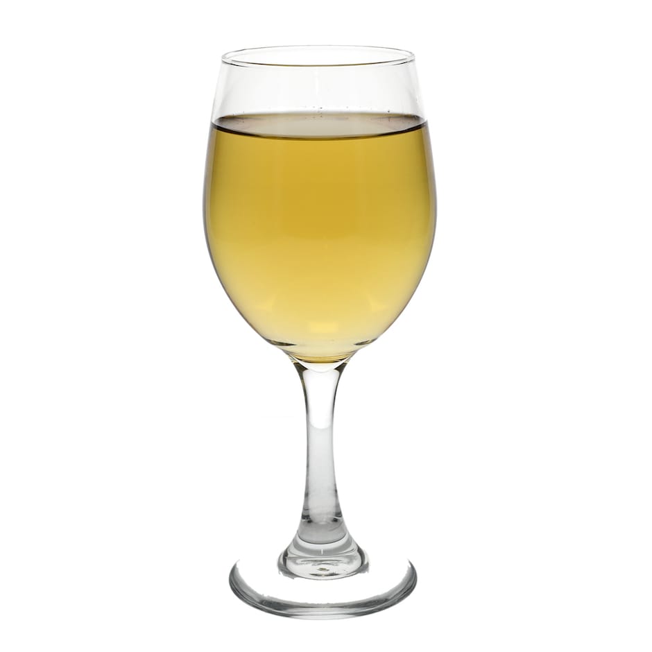 Clear long-stemmed wine glass detail