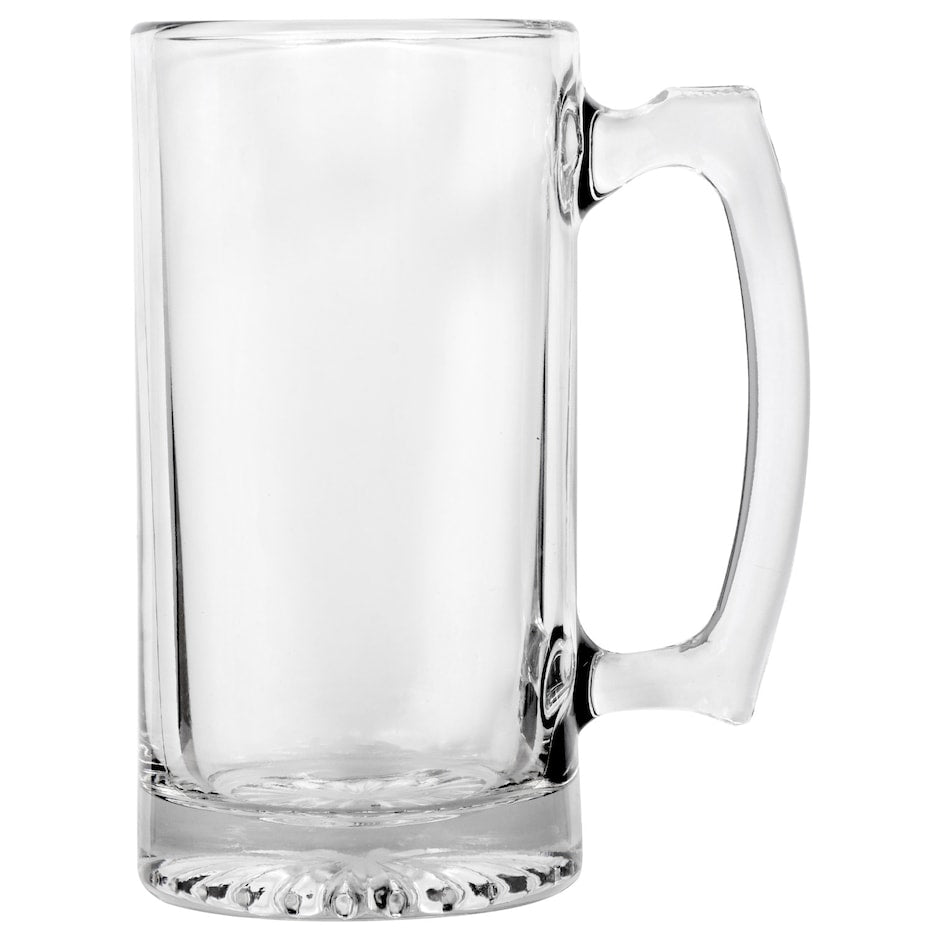 26.5 oz clear glass beer mugs with handles, set of 2